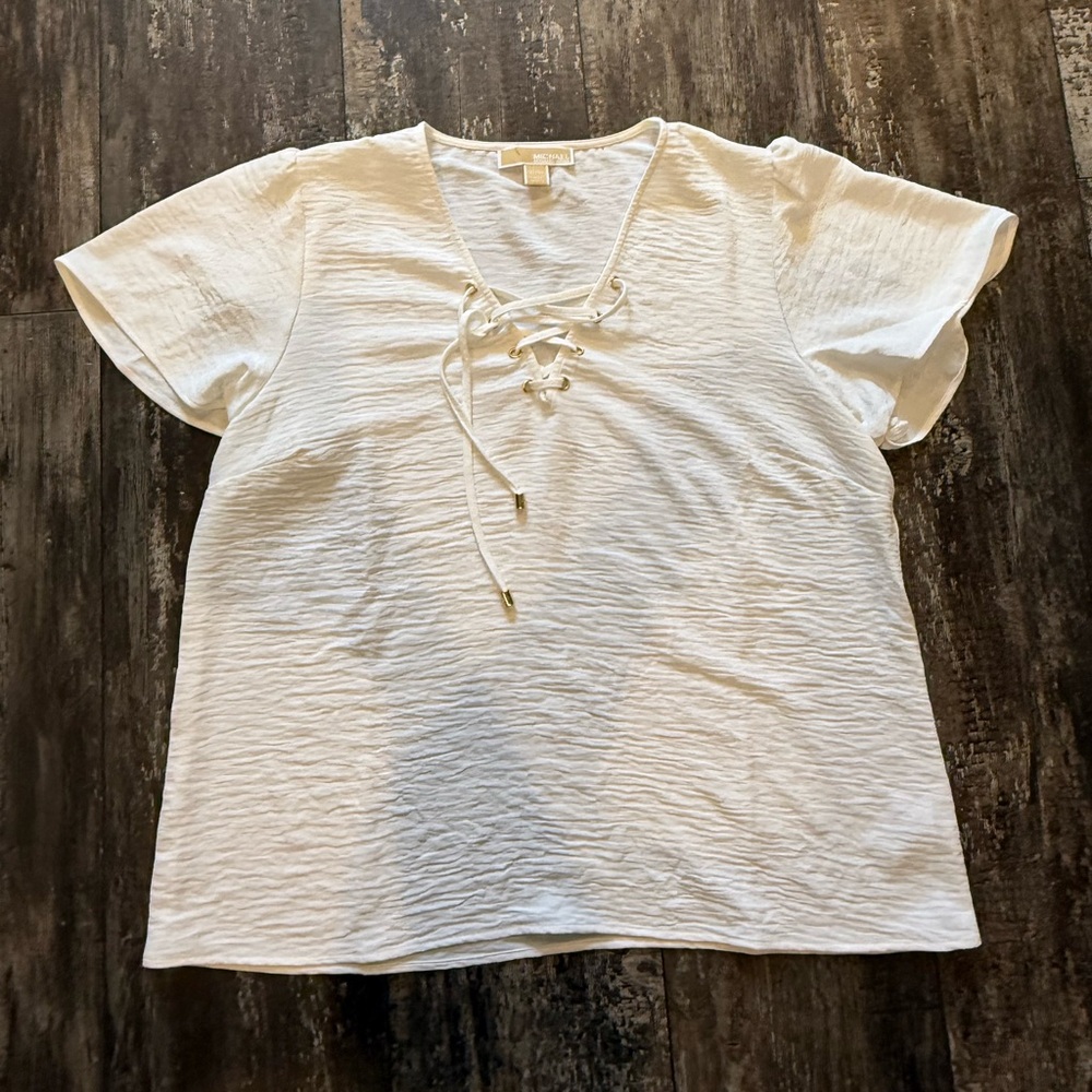 MICHAEL Michael Kors White Lace-Up Blouse